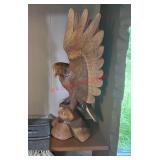 hand-carved wooden Bald Eagle (living room)