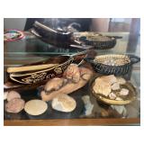 Carved Wood Items and rock lot          (Entry