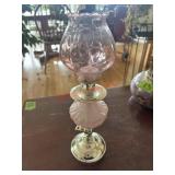 Vtg oil lantern Turned Candle Holder