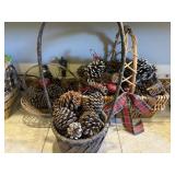 Woven Basket with Pinecones lot