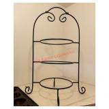 triple-tier wrought iron plate rack