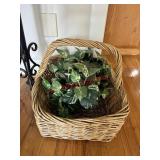 large Woven basket with faux plant