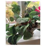 Faux Plant In Brass Flower Pot         (Living