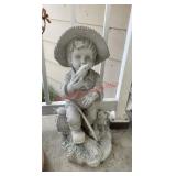 Little boy fishing garden decor (front steps)