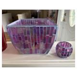 Glass Planter and Matching Candle Holder