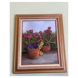 Framed painting of flowers (master bedroom )