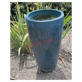 Tall dark blue and black planter (backyard )