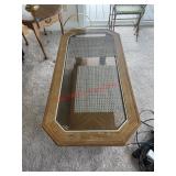 Glass top wooden framed coffee table (2nd LR)