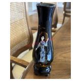 Asian black lacquer vase         (Dining Room)