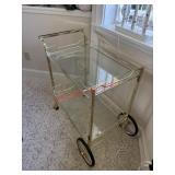 Gold metal and glass bar cart