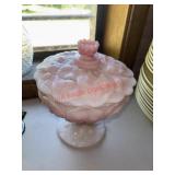 Fenton Glass footed candy dish in the 'Rosalene'