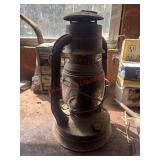 Vtg Oil lantern with broken Glass         ( Left