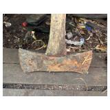 Double Bit Axe head with broken handle         (