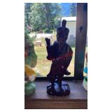 Chinese hand-carved wood fisherman sculpture