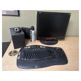 Monitor Keyboard and Speakers lot