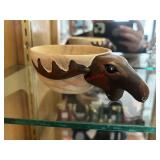 Carved Wood Moose Bowl            (Dining Room)