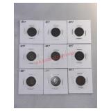 9- 1897 Indian head Pennies Collection