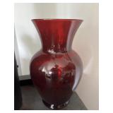 Large Red Glass Vase                 (Living