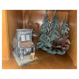Wood Saloon, Candle Holder and Figure with broken