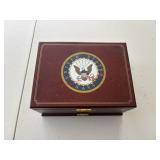 Wood Navy Box Inscribed           (living Room )