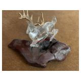 Glass Deer on Wood mount