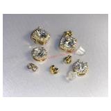 Gold toned Earring Sets cannot read markings NON