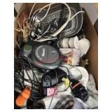 Box lot, Cd Cleaner, Cords Cables, Knife
