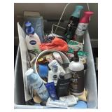 Box lot of Heating Pads, Bathroom items and more