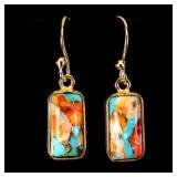 925 Sterling Silver Earrings Antique Kingman Turqu