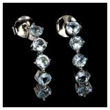 925 Sterling Silver Earrings Round Sky Blue Topaz