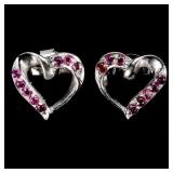 925 Sterling Silver Earrings Round Rhodolite Garne