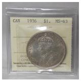ICCS Canada Dollar 1936 MS-63