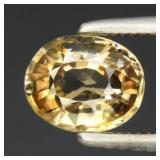 1.16ct 6.3x5.2mm VS Oval Natural Light Yellow Zirc