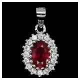 925 Sterling Silver Pendant Oval Ruby 7x5mm Natura