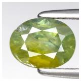 1.05ct Oval Natural Yellow Green Sapphire - Heated