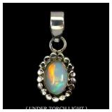 925 Sterling Silver Pendant Oval Fire Opal 10x7mm