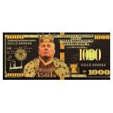 24k Gold Foil Bill Donald Trump $1000 Banknote