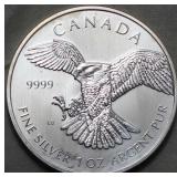 Canada $5 Wildlife 1oz Silver 2014 Peregrine Falco