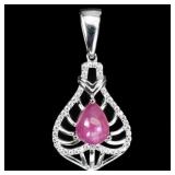925 Sterling Silver Pendant Pear Ruby 9x7mm Natura