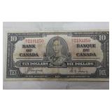 Canada $10 Banknote 1937 BC-24c Coyne Towers