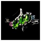 925 Sterling Silver Ring Marquise Chrome Diopside