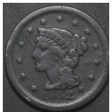 USA Braided Hair  large Cent 1852