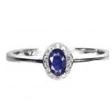 925 Sterling Silver Ring Oval Blue Sapphire 5x3mm