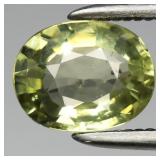 0.92ct 6.5x5mm VS Oval Natural Yellowish Green Chr