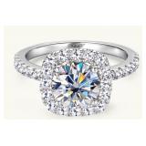 Silver 1.0ct Moissanite Ring Size 6.5