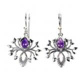 925 Sterling Silver Earrings Pear Amethyst 6x4mm N