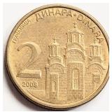 Serbia 2008, 2 DINARA coin 22mm bronze