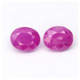 Pair 2pcs/1.09ct t.w Oval Natural Purplish Red Rub