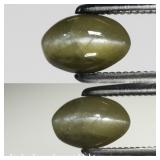 0.93ct Oval Cabochon Natural Green Cat's Eye Chrys