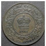 Canada Nova Scotia One Cent 1861 Small Rosebud
